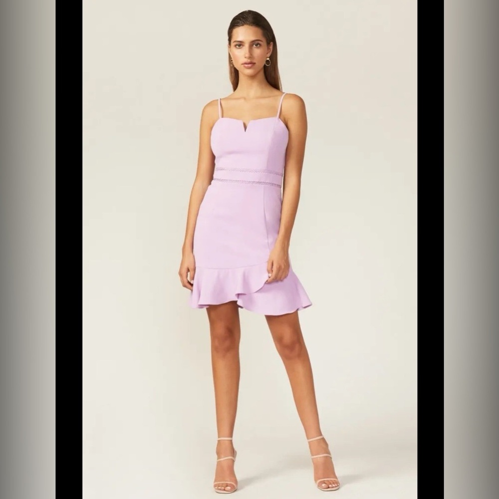 ADELYN RAE Lavender Ruffle Tulip Hem Mini Dress